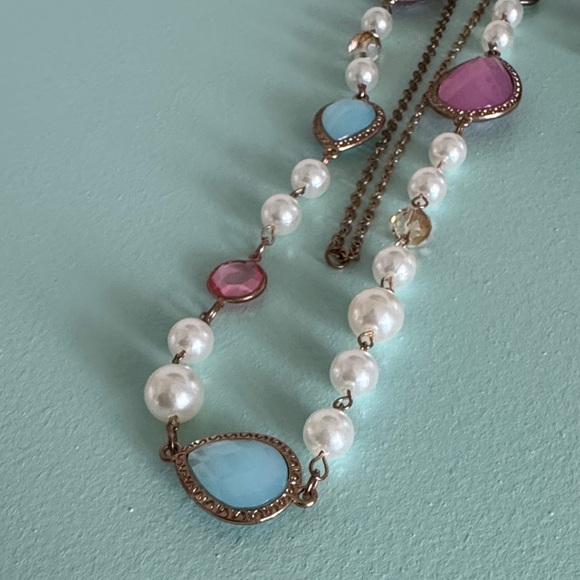 Plunder Pink and Blue Teardrop Necklace - Picture 2 of 2